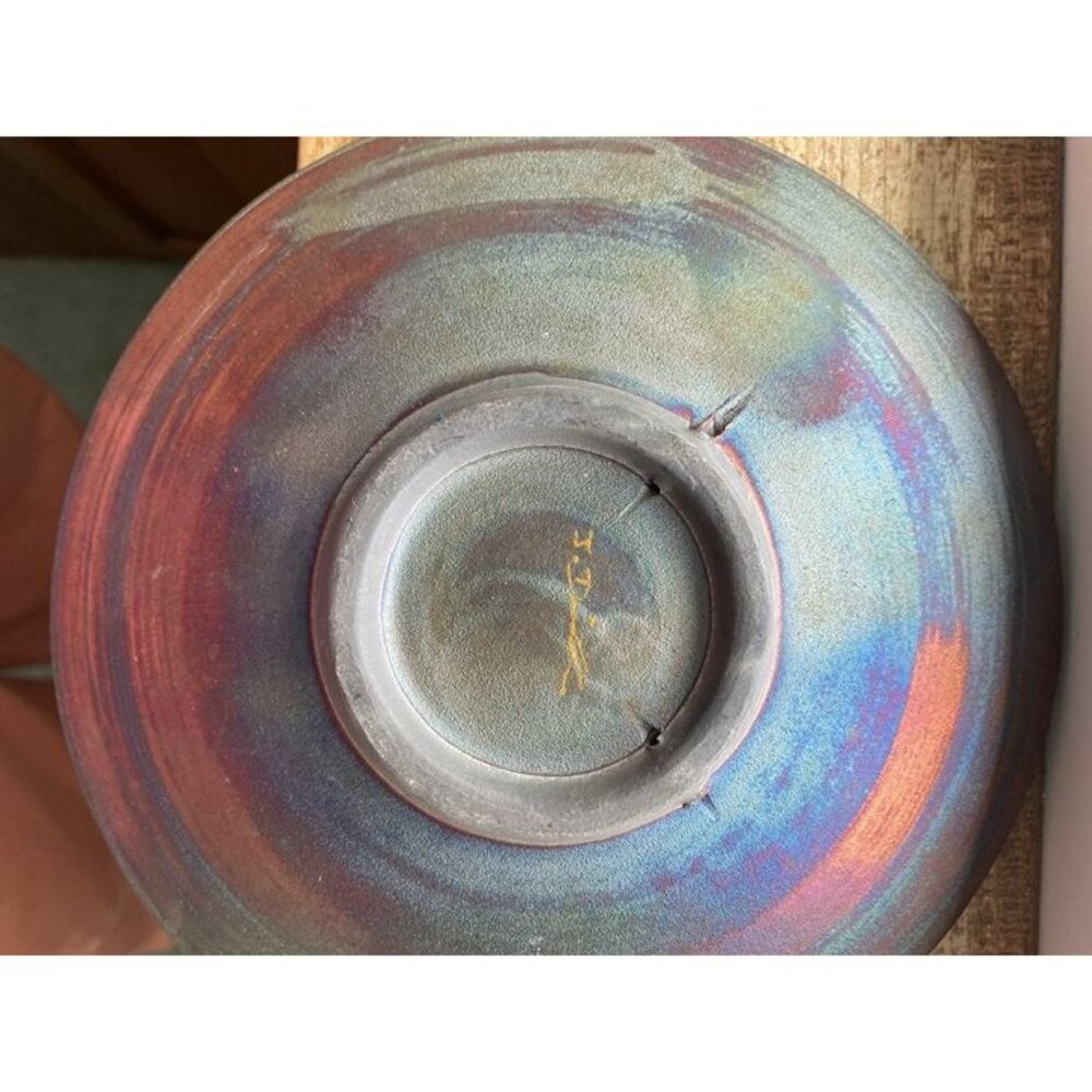 Raku Ceramic Wall Plate by Jeremy Diller Mermaid Beach Decor 7 3/4” - Picture 6 of 10
